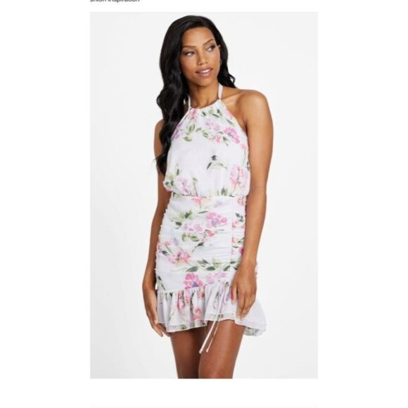 Guess Dresses & Skirts - Guess Womens Floral Print Halter Dress size XL White & Pink